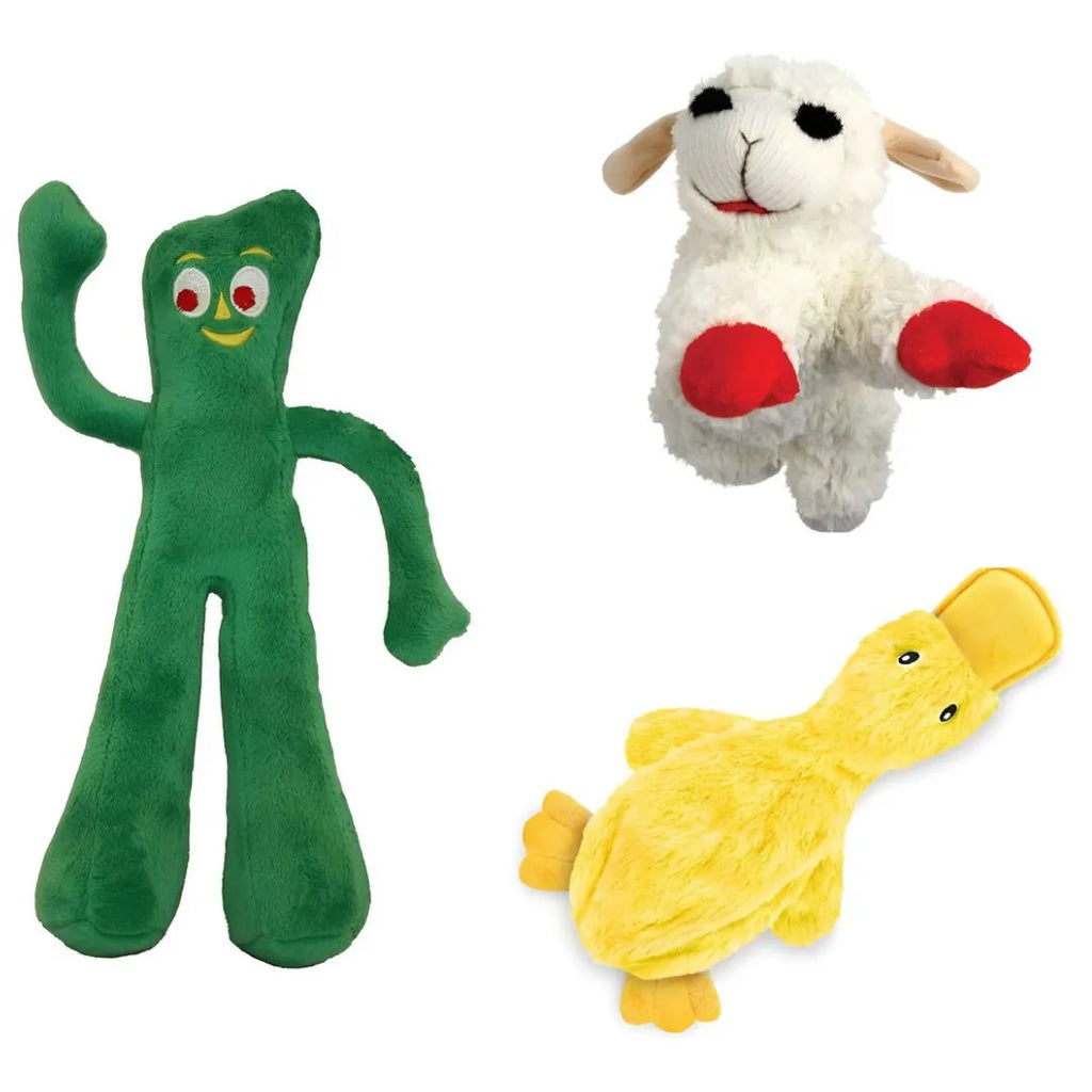 Multi Pet Plush Dog Toys Combo No Stuffing Duck Lamb chop and