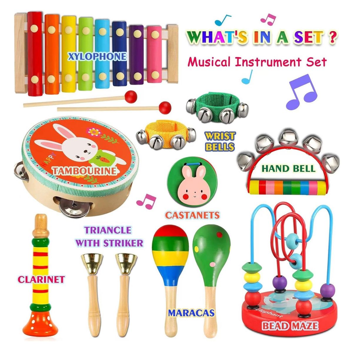 Toddler Musical Instruments Wooden Percussion Educational Preschool To ...