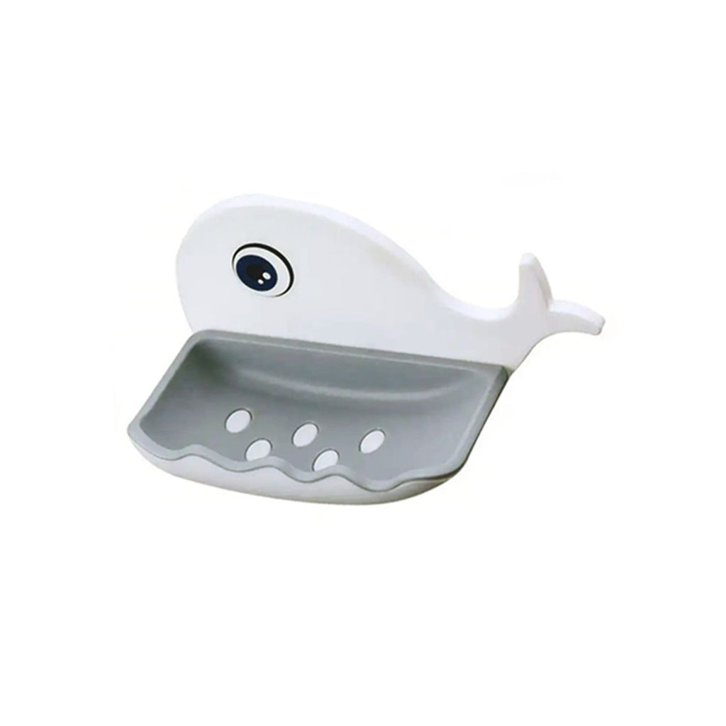 Grey Plastic Wall Mount Whale Soap Dish for Baby Bathroom