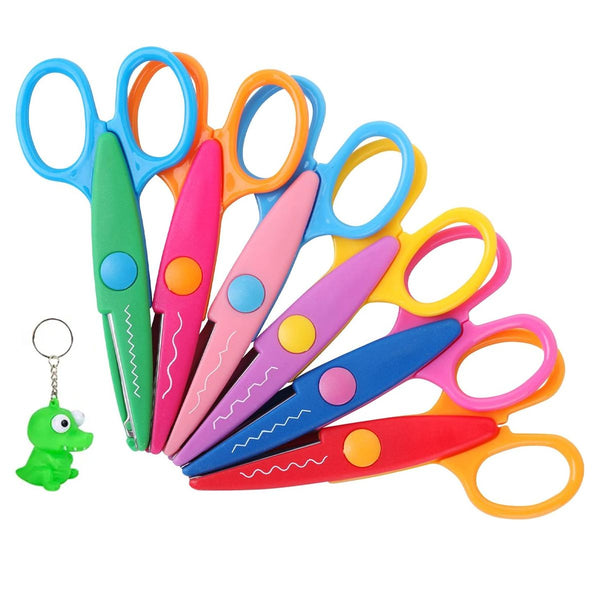 7 Pcs Kids Safety Scissors Zig Zag Assorted Decorative Patterns for School