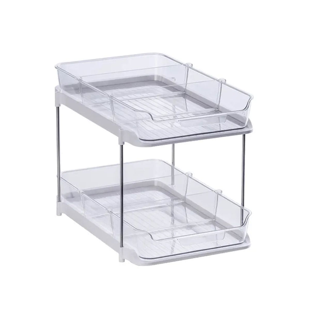 2 Tier Stackable Under Sink slide Out Acrylic Storage Shelves Organizer