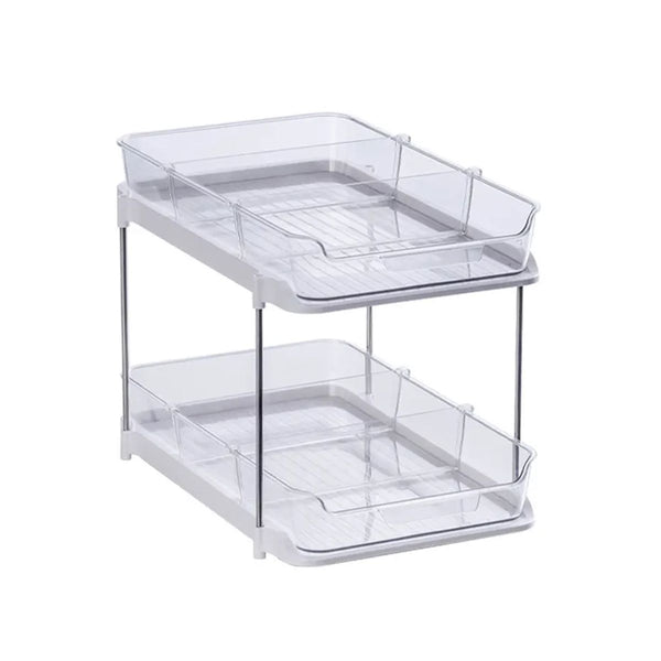 2 Tier Stackable Under Sink slide Out Acrylic Storage Shelves Organizer