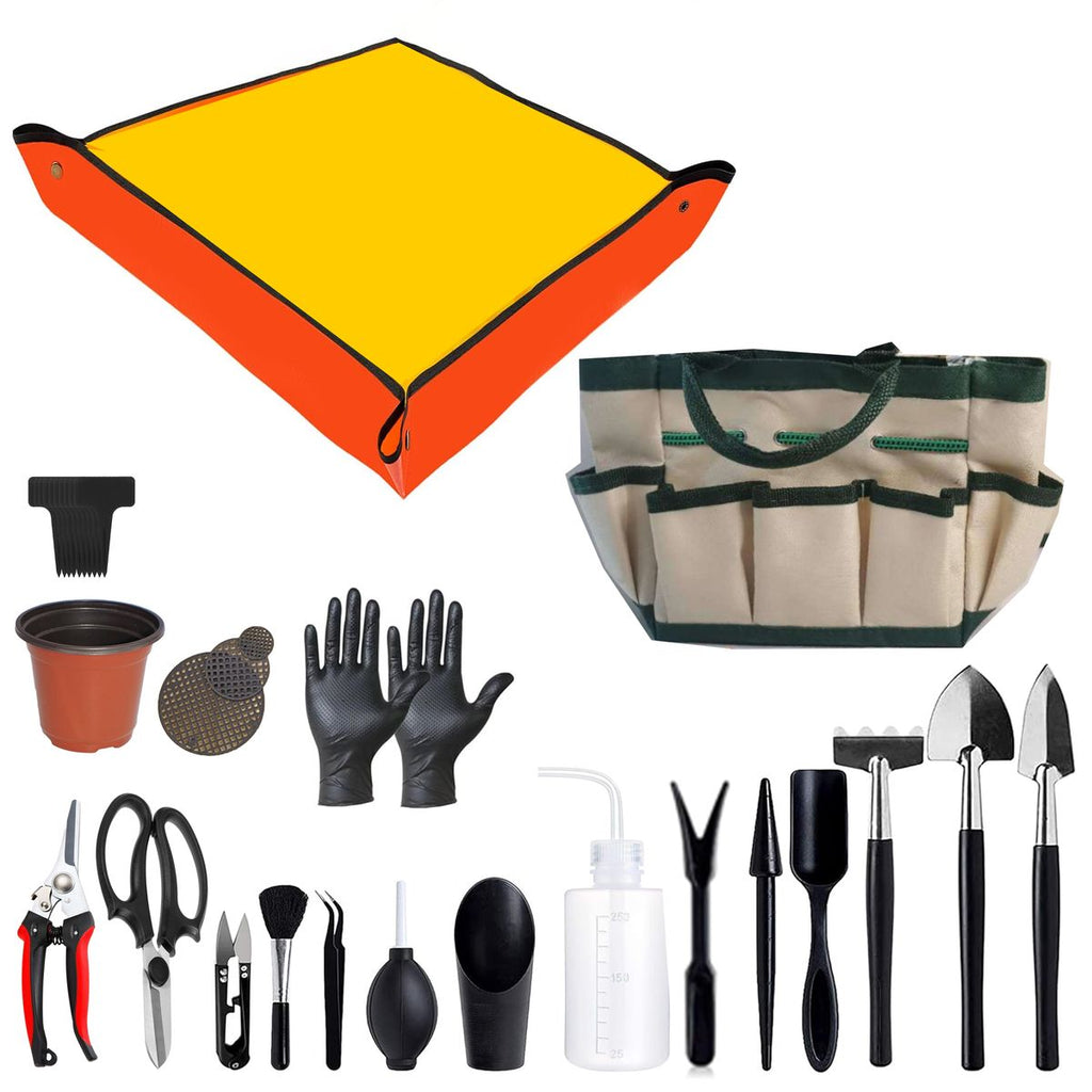 Indoor Gardening Miniature Tools Planting Kit Set with Storage Bag & Pots